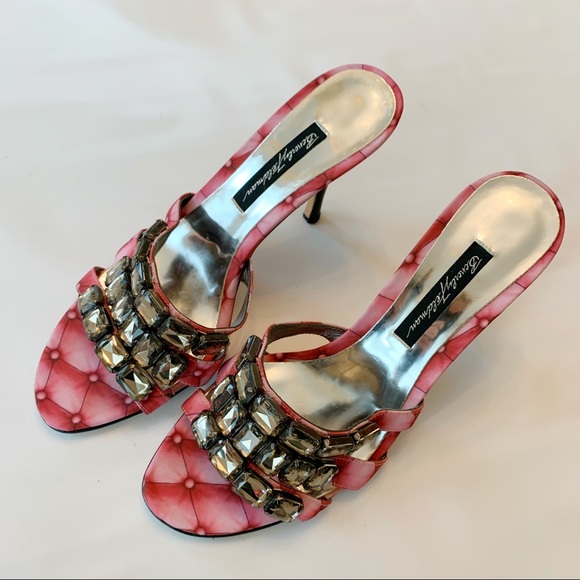 Beverly Feldman Shoes - Beverly Feldman Pink Mules Rhinestones 8.5